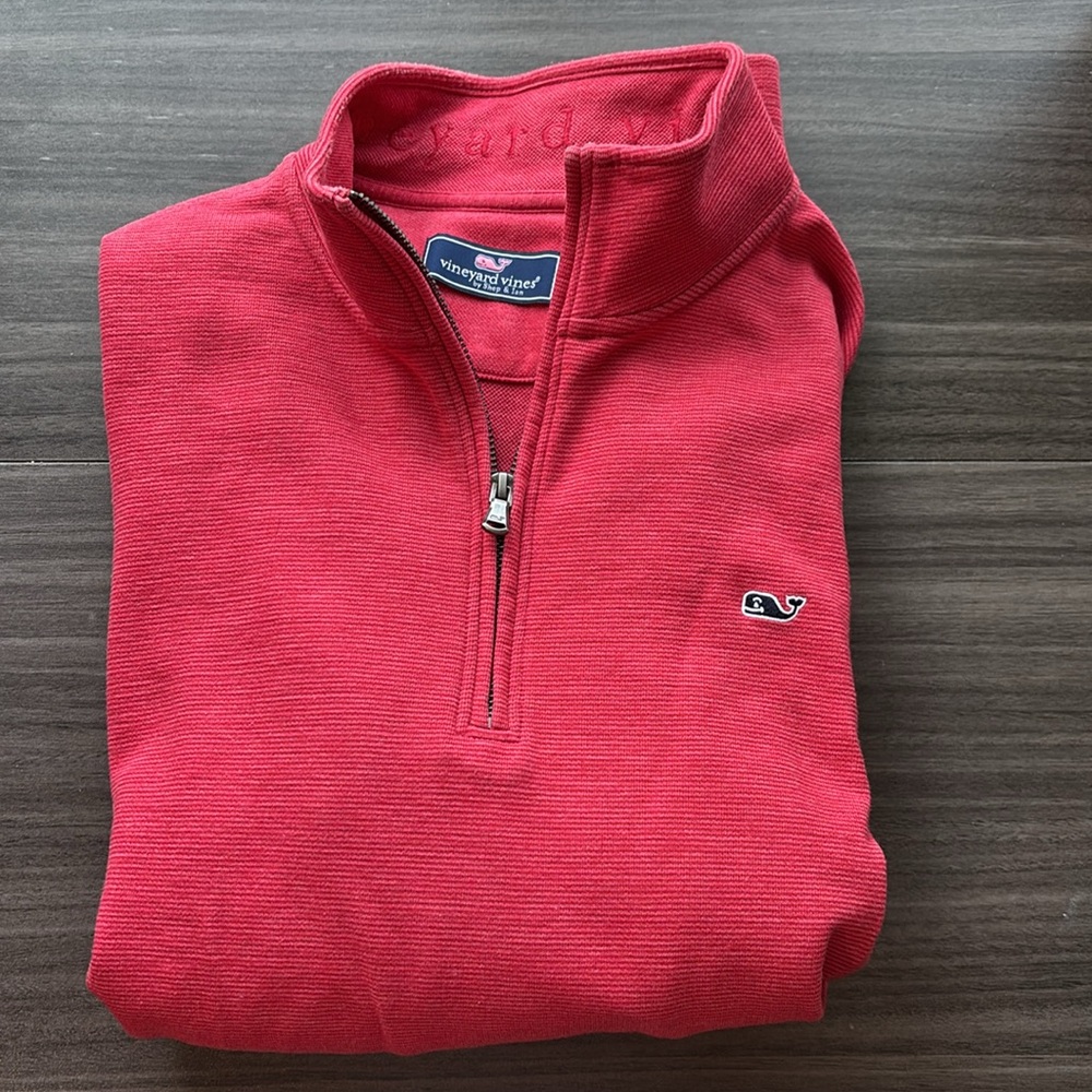 Men’s Vineyard Vines 3/4 Zip long sleeve - Large, Red